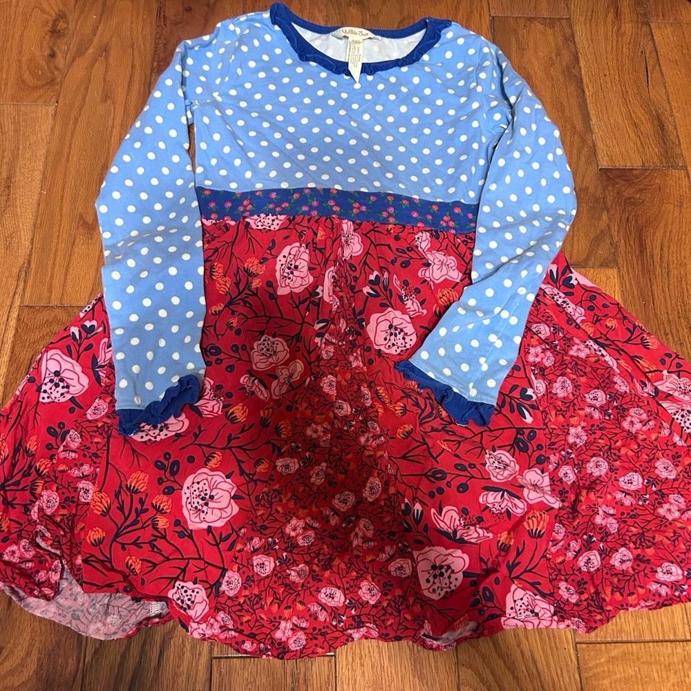 Polka Dot and Floral Long Sleeve Dress